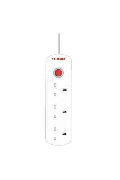 Generic STARGOLD 3-Way Extension Cord with USB Ports, 13A Overload Protection, 3M Power Cable – White