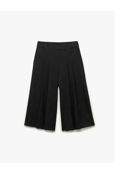 Koton New Season Comfortable Fit Culotte Fabric Trousers with Pockets and Pleat Detail