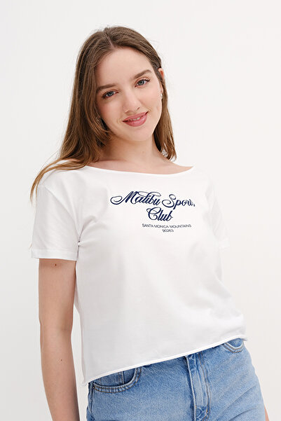 Addax Μπλουζάκι με στάμπα με λαιμόκοψη P1789