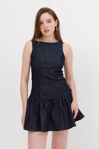 Addax Zipper Denim Mini Dress E17348