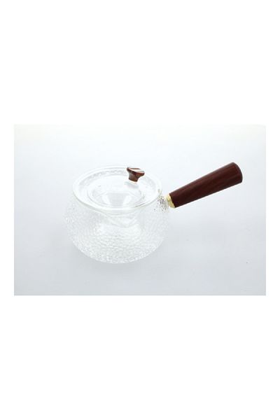 Bien Servi Glass Tea Pot with Lid and Wooden Handle Clear and Brown CW