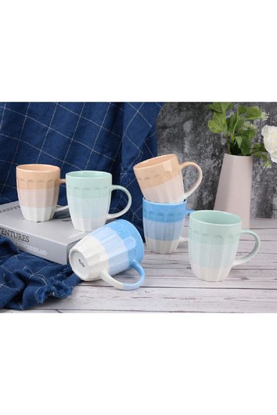 Bien Servi 7-Piece Microwave and Dishwasher Safe Mug Set with Stand Multicolor