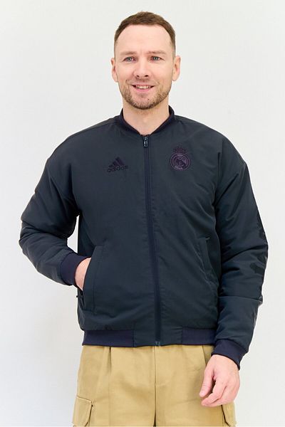 adidas Men Sportswear Fit Long Sleeve Real Madrid Football Jacket, Black