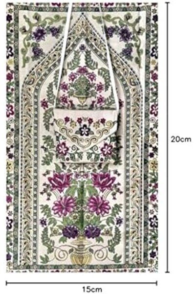 Generic Portable praying mat With elegant Bag with Strip Multicolored Soft Islamic Prayer Rug (Purple)