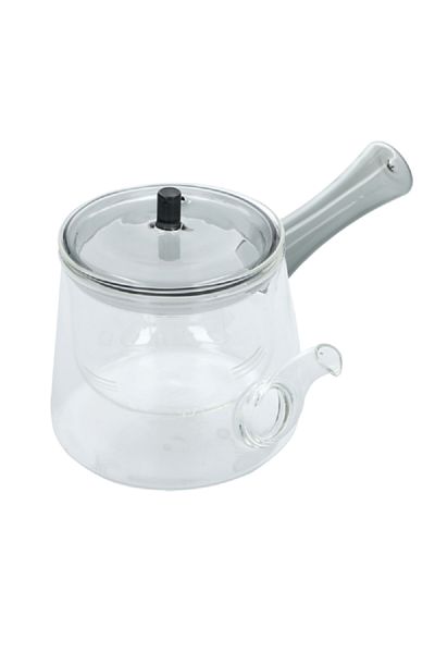 Bien Servi Glass Tea Pot with Lid and Handle Clear and Grey