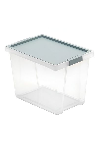 Tatay Hinged Handle Multipurpose Stackable Storage Box in Blue Mist and Clear
