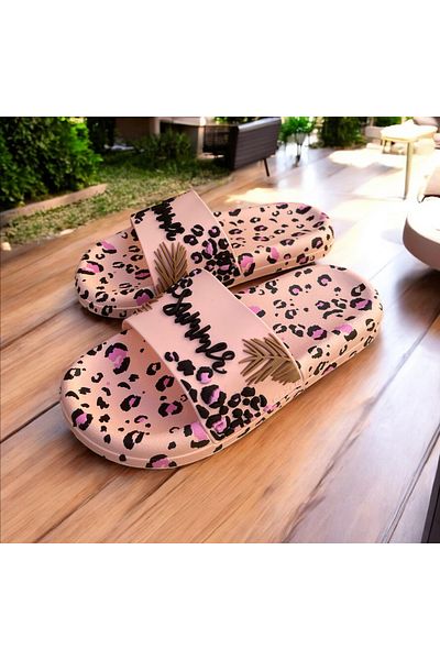 GEZER Leopard Patterned Embossed Non-Slip Base. Pool Sea Bathroom Balcony Terrace Home and Street Slippers