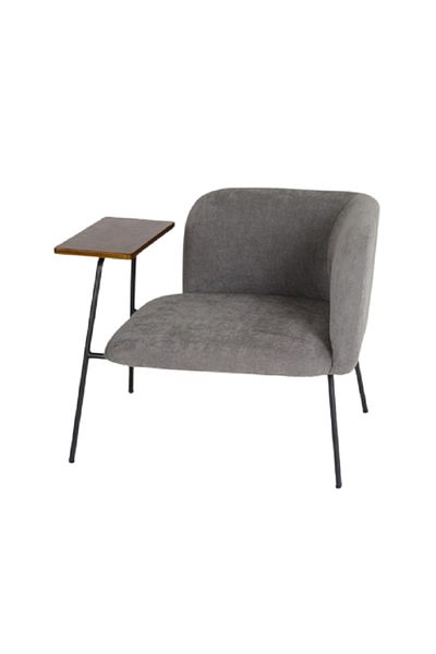 rexa Modern Upholstered Chair with Built-in Wooden Side Table
