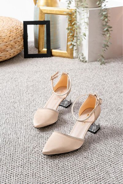 moda gim Beige Seten Zoe Style Comfort and Style Together Offering Thick Heel Women's Evening Shoes