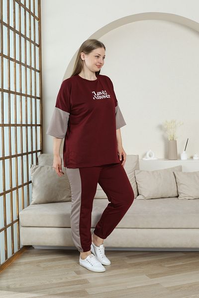 FAMESTEKSTİL Women's Plus Size Gym Wear Comfortable Convenient 3 Quarter Sleeve