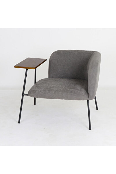 rexa Modern Upholstered Chair with Built-in Wooden Side Table