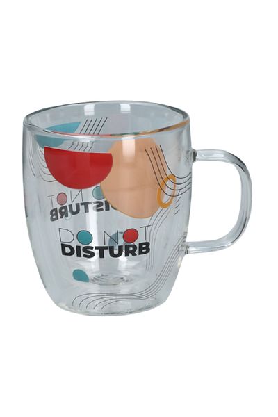 Bien Servi Do Not Disturb Printed Double Wall Mug with Ergonomic Handle Multicolor