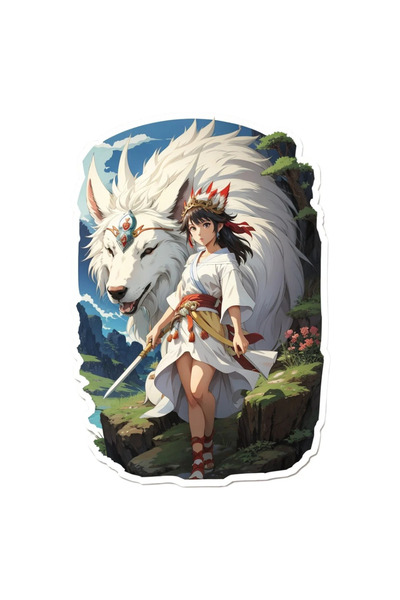 INOVATIX Set de 8 piese, autocolant Prințesa Mononoke cu lupul și sabia, INOV...