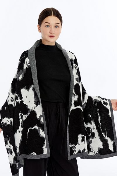 panşalço Ebruli Model Black Knitwear Shoulder Shawl, Knitwear Shawl, Shawl, Women, Young, Mother Shawl, 75X180 cm