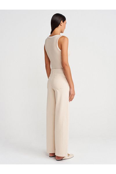 Dilvin 72015 Cotton Trousers with Elastic Back-Ecru