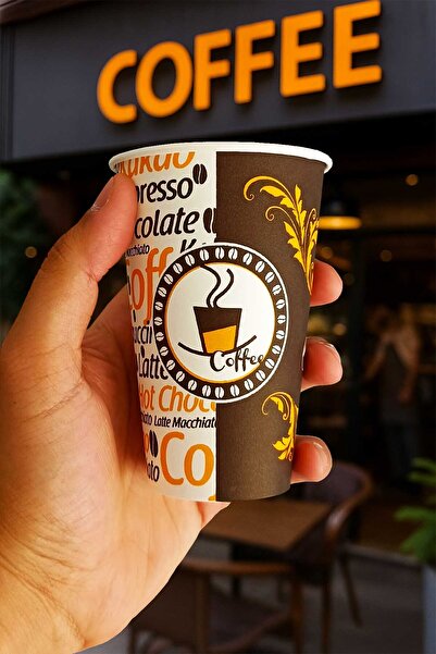 Afra Tedarik 300 ml Karton Bardak 12 oz Latte Kahve Kağıt Kaliteli Bardak 100'lü