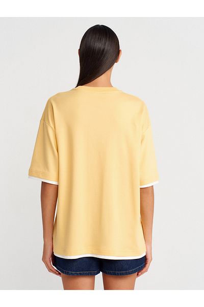 Dilvin 31894 Couple Look Oversize T-Shirt-Yellow