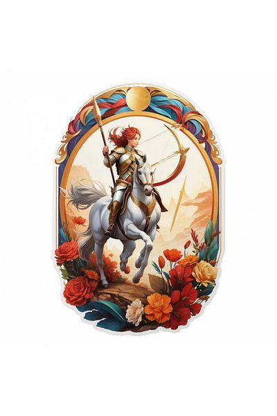 INOVATIX Set de 8 piese, autocolant cu simbolul călăreței cu arc și săgeată, INOVATIX®. 6 cm