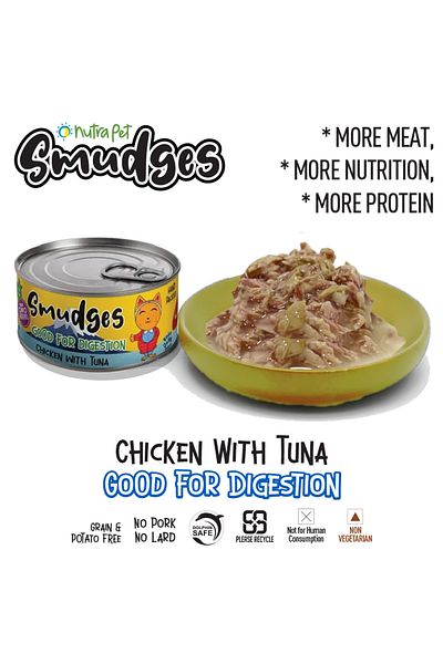 Smudges Adult Cat Chicken Flakes Tuna In Soft Jelly 80g Pack of 12