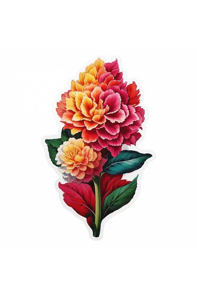 INOVATIX Set de 8 piese, Autocolant Crenguță de flori Creastă de cocoș, INOVATIX®. 6 cm