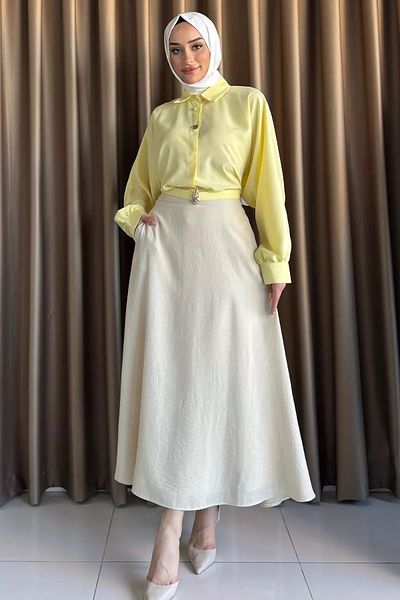 julude Πέτρινη λινό φούστα Hijab