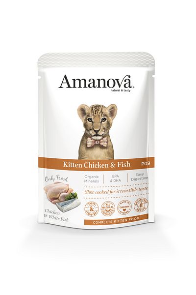 Amanova Pouch Cat Kitten Chicken & Fish 85g Pack of 12