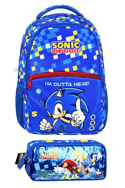 Bliss Sonic Licensed Ergonomic Primary School Bag and Pen Holder Durable Material, Waterproof Design