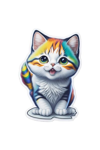 INOVATIX Set of 8, Smiling Kitty Sticker, INOVATIX®. 6 cm