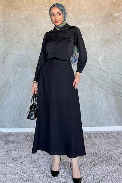 julude Μαύρη λινό φούστα Hijab