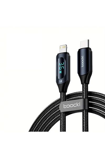 Toocki Cablu date si incarcare USB C - Tip Lightning, compatibil iPhone, lungime 2 m, afisaj digital
