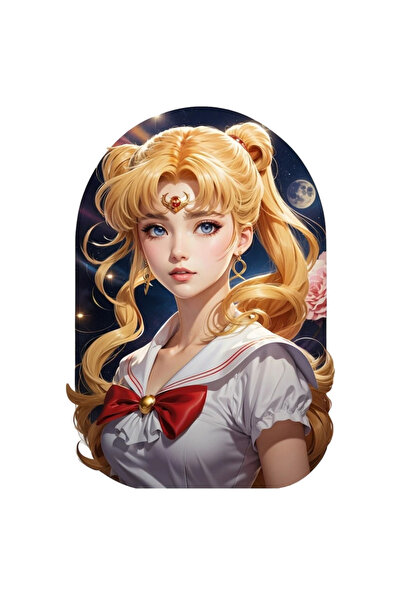 INOVATIX Set de 8 autocolante Sailor Moon cu fundă, INOVATIX®. 6 cm