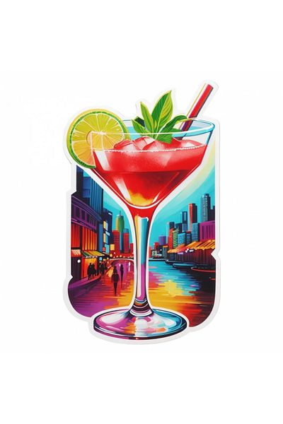 INOVATIX Set de 8 autocolante cocktail Daiquir cu mentă, INOVATIX®. 6 cm