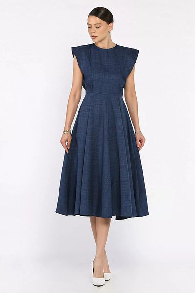 GÜLSELİ Γυναικείο φόρεμα με λαιμόκοψη Navy Blue