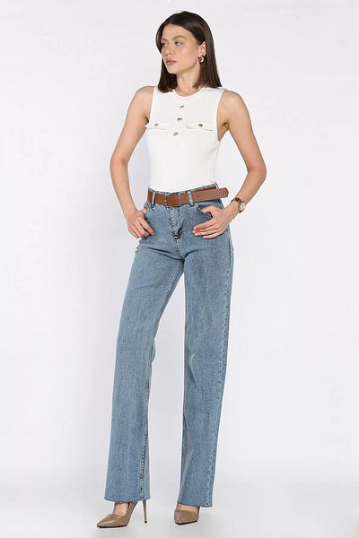 GÜLSELİ Pantaloni de blugi pentru femei Ice Blue, cu talie în jos