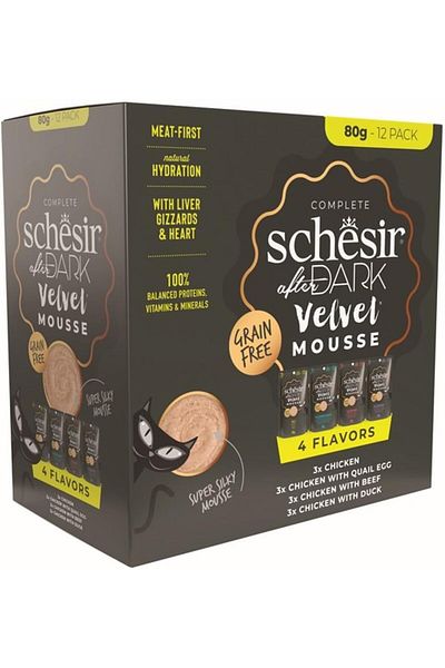 Schesir After Dark Velvet Mousse In Broth Variety Pack For Cat 80g x12 Pouch