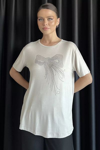 GÜLSELİ Tricou Stone pentru damă, cu decolteu, din Lycra brodată