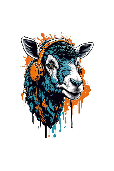 INOVATIX Set of 8 pieces, Goat with headphones sticker, INOVATIX®. 6 cm