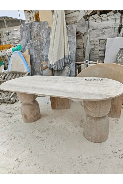 niza dekorasyon DOĞAL TRAVERTEN KAKTÜS YEMEK MASASI