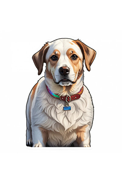 INOVATIX Set de 8 piese, autocolant cățeluș Brittany cu zgardă, INOVATIX®. 6 cm