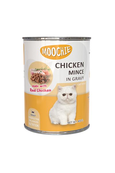 MOOCHIE Mince With Chicken Cat Wet Food Can 400g Pack of 12
