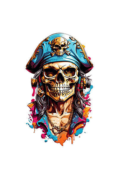 INOVATIX Set de 8 piese, autocolant craniu de pirat, INOVATIX®. 6 cm