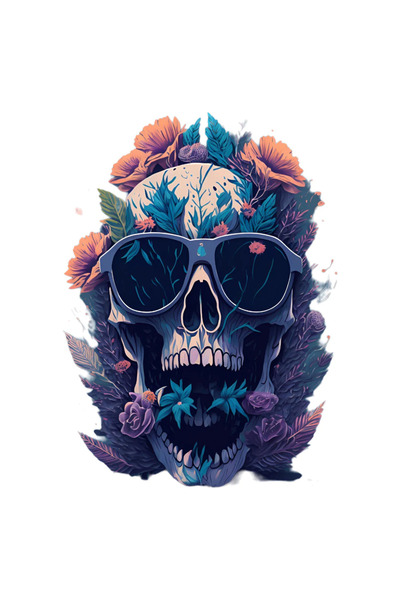INOVATIX Set de 8 piese, autocolant craniu cu flori și ochelari de soare, INO...