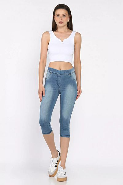 GÜLSELİ Blue Women's Capri Jean Jeans Leggings