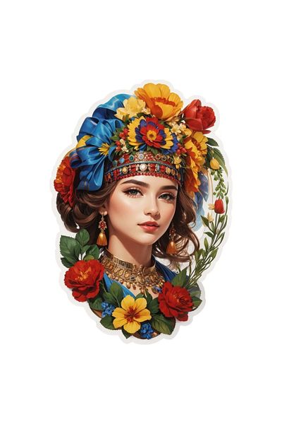 INOVATIX Set of 8 pieces, Sticker Romanca in folk costume, INOVATIX®. 6 cm