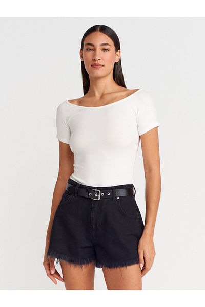 Dilvin 31922 Short Sleeve T-Shirt-Ecru