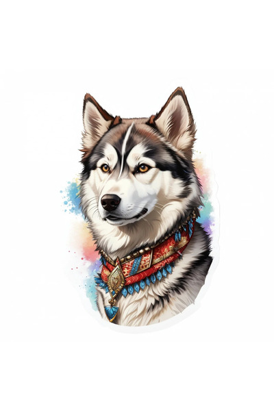 INOVATIX Set de 8 piese, autocolant câine Husky Siberian cu zgardă, INOVATIX®...