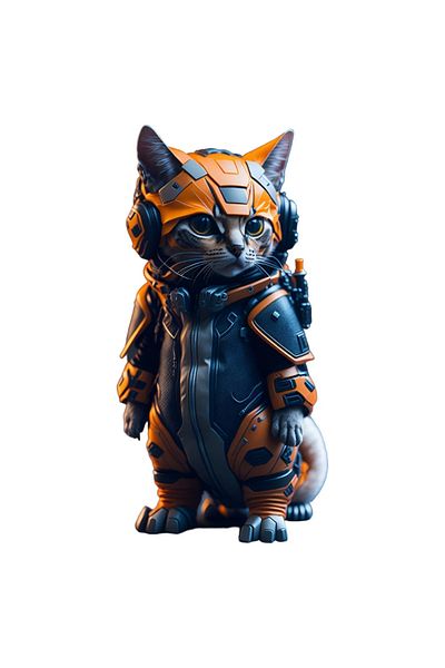 INOVATIX Set of 8 pieces, Future Kitty Sticker, INOVATIX®. 6 cm