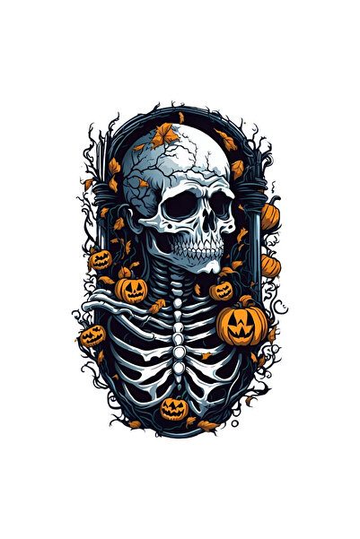 INOVATIX Set de 8 autocolante de Halloween cu craniu și schelet, INOVATIX®. 6 cm