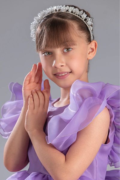 vestitino Stylish Design Princess Crowned Tailed Girl's Evening Dress