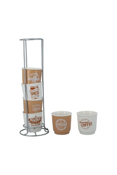 Bien Servi 7-Piece Espresso Cup and Stand Set